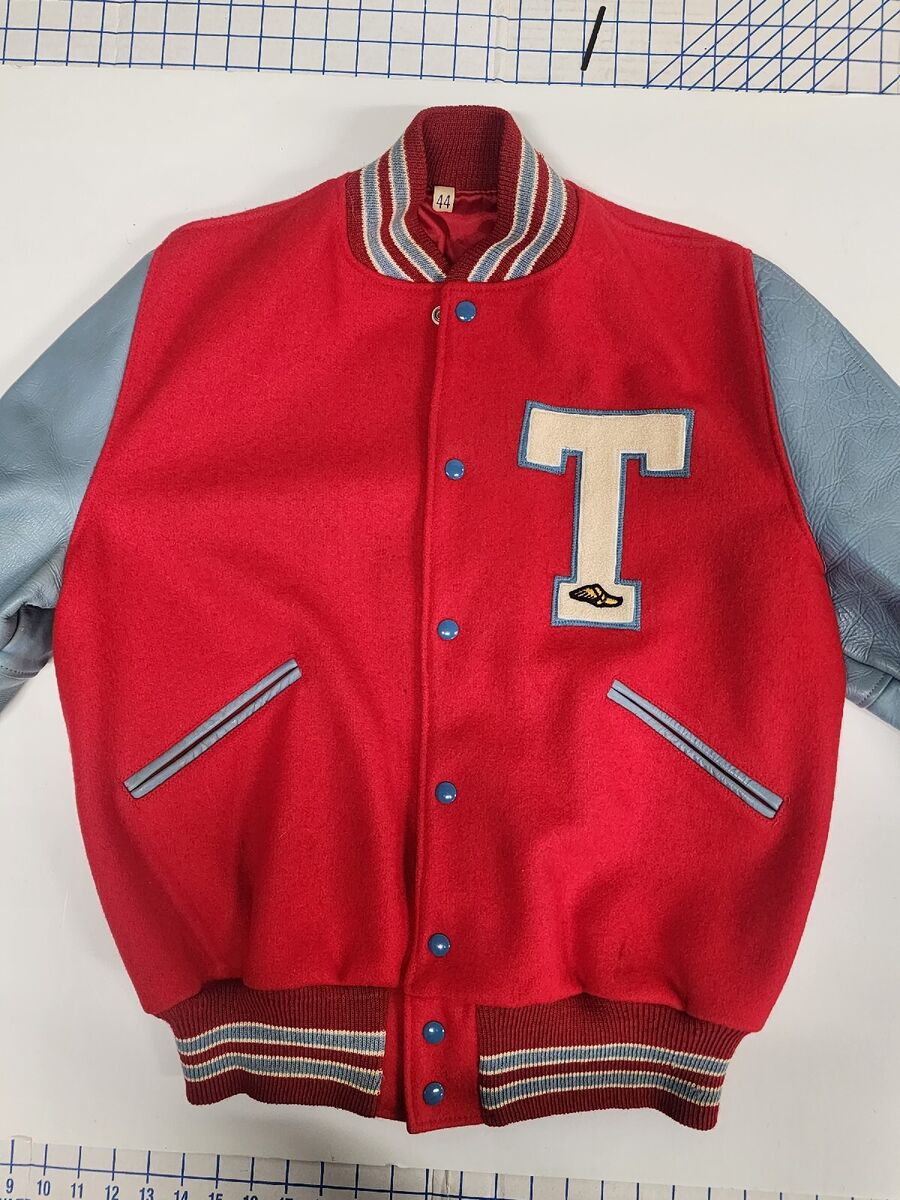 Vintage Varsity Jacket Butwin Red and Baby Blue SIze 44 Vintage Varsity Jacket Butwin Red and Baby Blue SIze 44