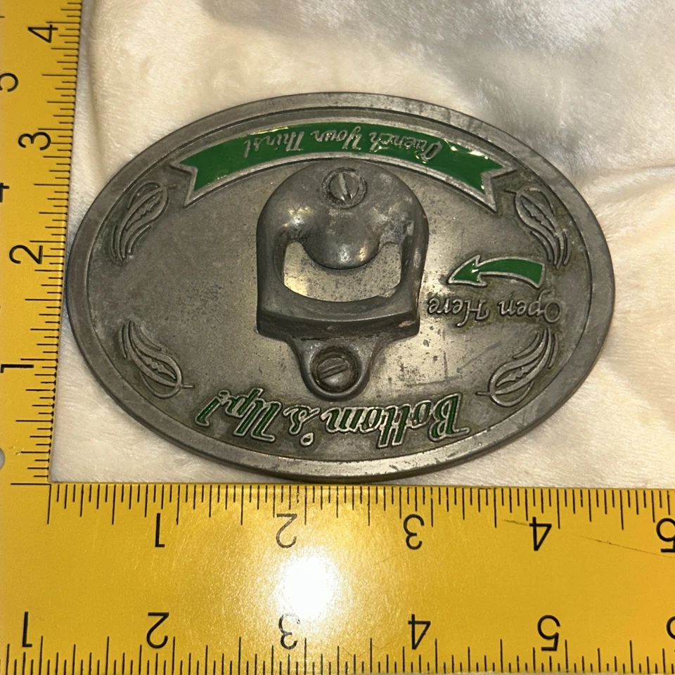 Hebilla de cinturón de abajo hacia arriba - "Apaga tu sed" - Abridor de botellas vintage Foto 3 de 4