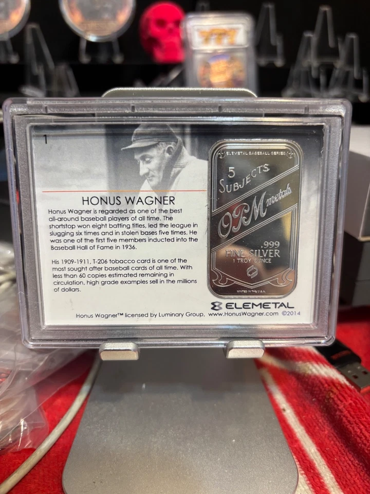 Honus Wagn Baseball Greats Elemetal .999 Silver 1OZ T-206 HOF Number 240/1909 - Image 2 of 2