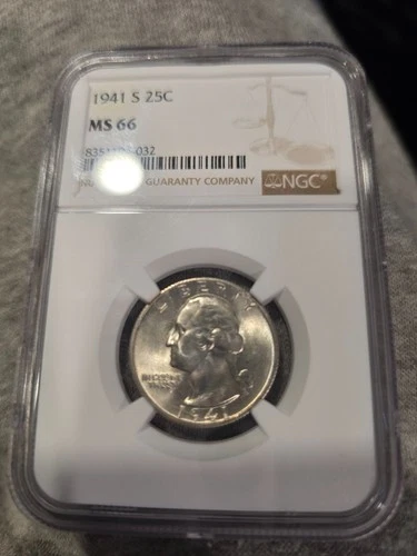 1941-S Washington Quarter Silver 25C MS 66 NGC