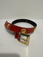 Vintage Escada red leather belt with gold-tone hardware 80 s- 90 s West Germany