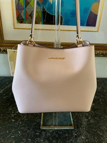 Michael Kors Pratt Medium Women Bucket Style Tote Shoulder Bag Pink Blush NWT