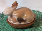 Fenton Chocolate Slag Glass Bunny on Nest 100th Anniversary Piece 5" in Length