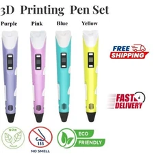 3D Printing Pen Set 3D Drawing Pen with Led Display 12 Color Filament Kid Gift*
