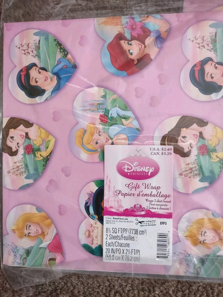 Hallmark Disney Princesa Plana Rosa Envoltura de Regalo - 8 Hojas en Total NUEVO Foto 2 de 3