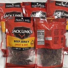 5 Bags 10oz Each Jack Links Beef Jerky. Sweet & Hot