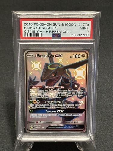 2018 Pokemon Sun & Moon: Celestial Storm #177a Full Art Rayquaza GX PSA Mint 9
