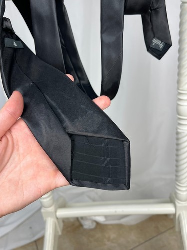 ERMENEGILDO Z ZEGNA Gorgeous Shiny Graphite-Gray Silk&Nylon Solid Tie - Picture 5 of 7