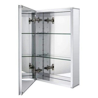 Fundin Aluminum Bathroom Medicine Cabinet with Framless Double Sided Mirror Door