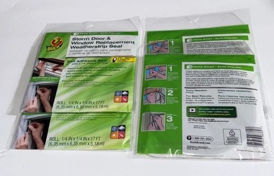 DUCK STORM DOOR & WINDOW REPLACEMENT WEATHERSTRIP SEAL 1/4''x1/4''x17  Lot Of 4