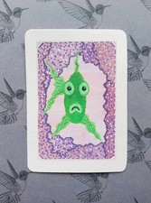 ACEO Gouache Painting of fun grumpy fish. New Original Work by Sharon 