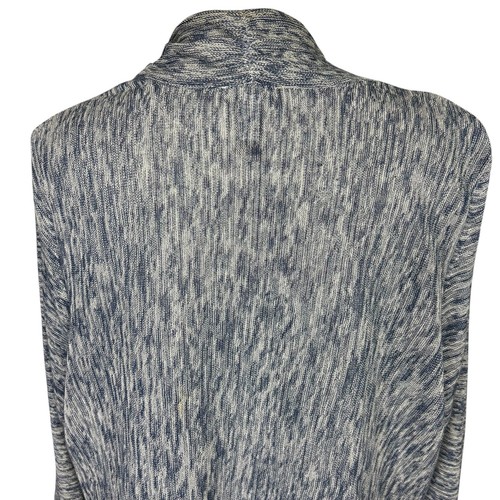Chico's Cardigan Women Size 2 Large Blue White Space-Dyed High Low Open Casual - Picture 6 of 13