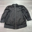 Members Only Jacket Mens Large Black Bomber Full Zip Stand Collar Lined Pocket