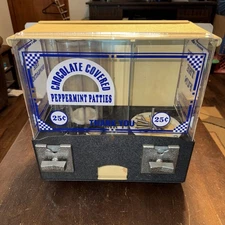 VTG Dual Candy Vending Machine 25¢ Peppermint Patties & Gumball /Prize Dispenser
