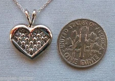 Zales 1/2CT Diamond Shadow Heart Pendant Necklace- Solid 14k White Gold