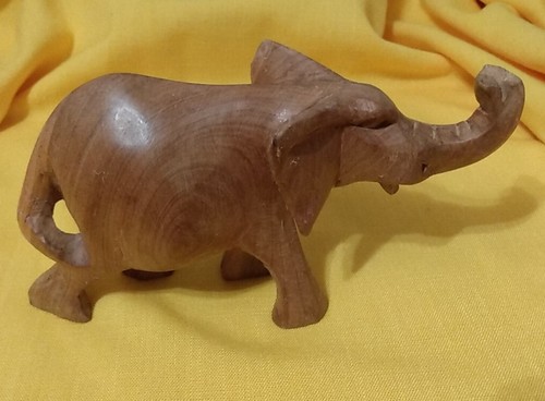 VINTAGE Holz Elefant Statue handgeschnitzt Massivholz KEINE Stoßzähne 4" H 7" L - Bild 3 von 12