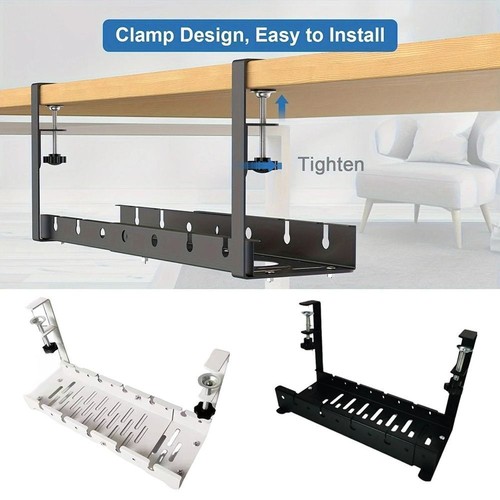 Tidy Cord Line Basket Rack Under Desk Cable Management Tray Hide Wire Organizer - Picture 4 of 13