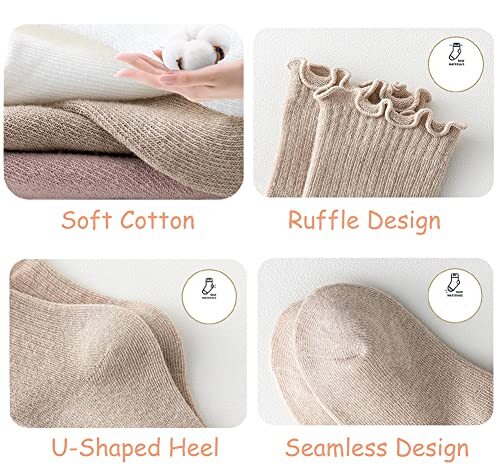 Baby Girls Socks Toddlers Ruffle Girl's Frilly Baby Summer 1-3T Solid-5 Pairs - Picture 5 of 7