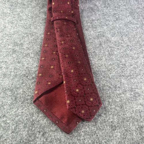 Kiton Napoli 100% Silk Burgundy Geometric Floral Design Tie - Picture 7 of 12