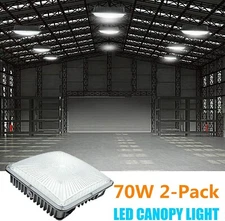 WYZM LED Canopy Light,70W Outdoor Gas Station Light Fixture, Black,5500K White