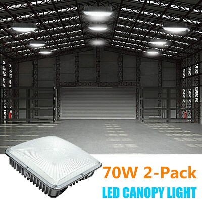 WYZM LED Canopy Light,70W Outdoor Gas Station Light Fixture, Black,5500K White