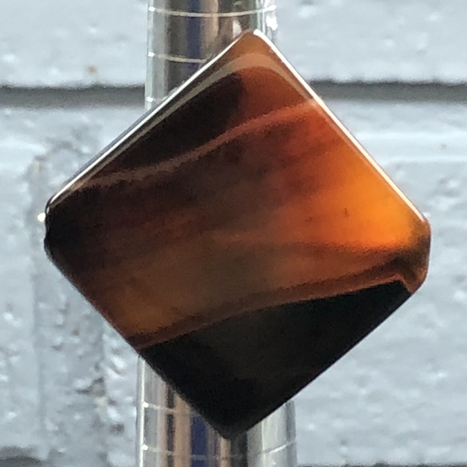 Red Agate Gemstone Statement Ring Size 6 Gold Ton… - image 6