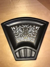 Vintage Ceramic Fan Shaped Gold Cream Swirls Charcoal Gray Ashtray Cigar Rare