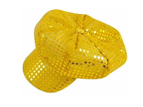 Gold Sequin Disco Cap GoGo Girl Hat 