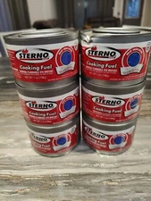 6 Sterno Cooking Fuel 2-1/4 hr 7 Oz. Can - 1 can is damaged.