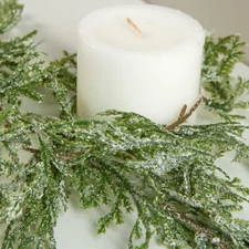 Set of 2 Artificial Cypress Sparkling Pine Garland - 70"  Long, Each