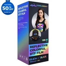 23.6in x 16.4ft Reflective DTF Film Roll, Cold Peel for 24in DTF Printer