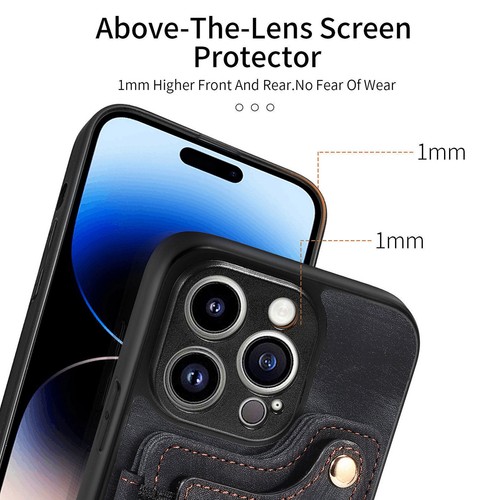 Ring Stand Leather Card Slot Phone Case For iPhone 14 13 12 11 Pro Max XR 8 7 6 - Picture 78 of 84