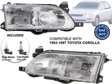 Head Lamp 1993 - 1997 Toyota Corolla Bulb Included Passenger Driver Pair Head Lamp 1993 - 1997 Toyota Corolla Bulb Included Passenger Driver Pair
