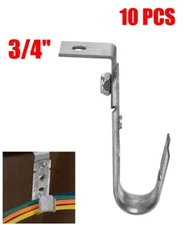 10 Pcs 3/4" J Hook Ceiling Mount Hanger CAT5/CAT6 Network Wire Cable Management