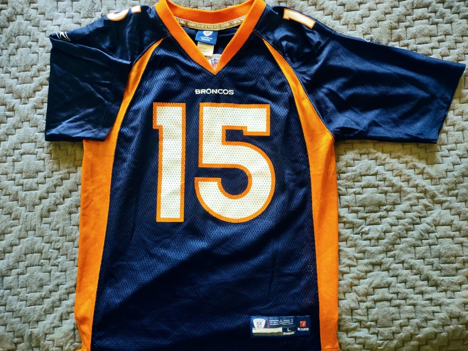 Camiseta de fútbol americano juvenil Reebok de los Denver Broncos Brandon Marshall On Field #15 🏈 L Foto 2 de 4