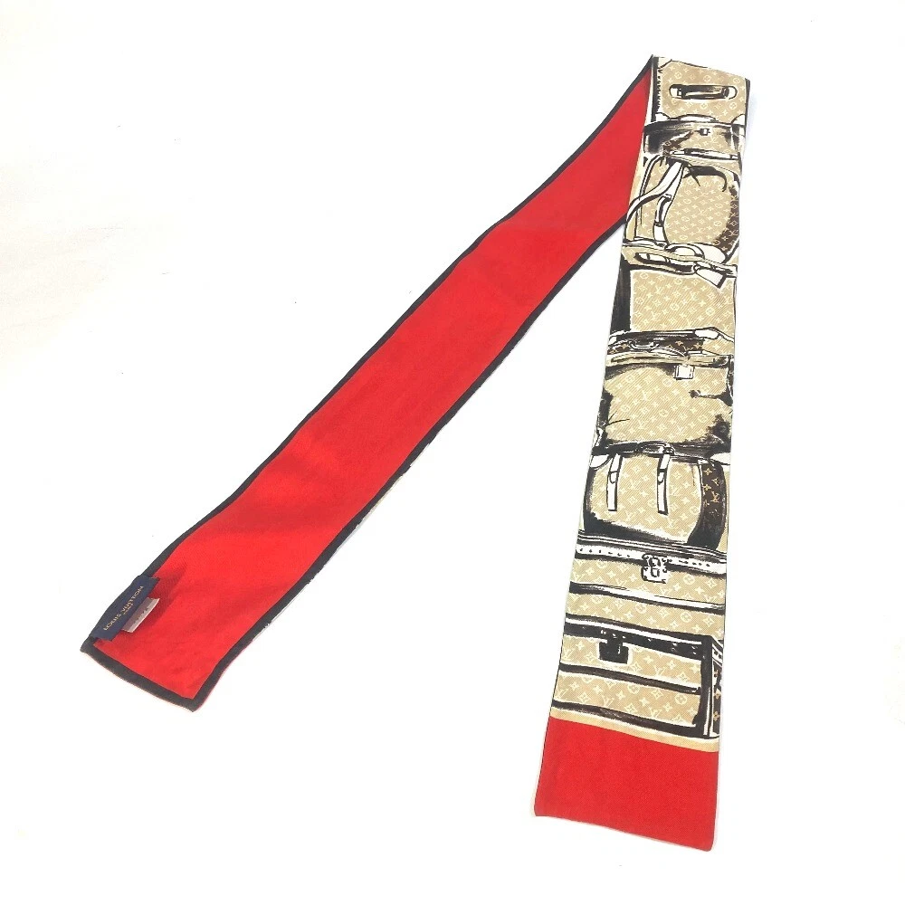 LOUIS VUITTON M73964 Monogram Bandeau-Trunk Scarf silk Beige/Red 