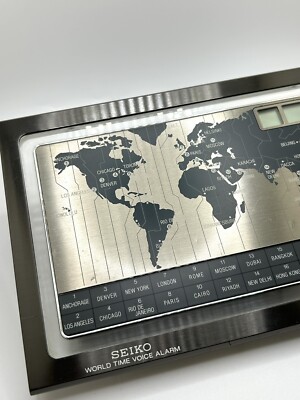 SEIKO World Time Voice Alarm Touch Sensor Digital Desk Clock