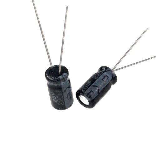 50pcs 25v 220uf 25volt 220mfd 105c aluminum electrolytic capacitor 6×7mm