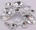 Glass Rhinestone Jewels Crystal Applique Oval White Size Selection