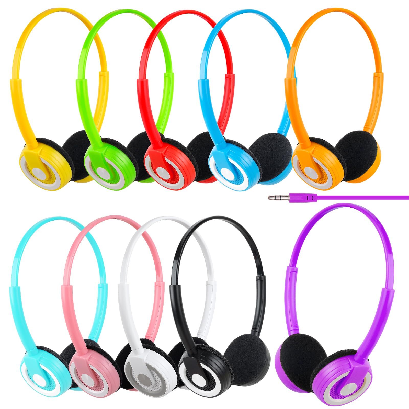 10 Pack Kids Headphones Bulk for Classroom School Students Wholesale Class Se...