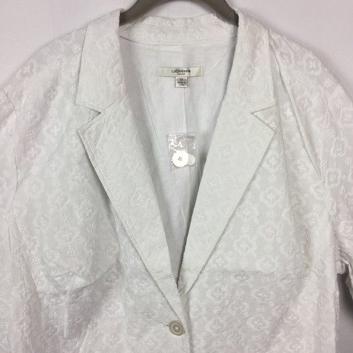 LIZ CLAIBORNE Women's 3X Floral Embroidered White Lined Collared Jacket Blazer - Picture 6 of 11