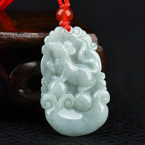 Chinese Zodiac Pendant Jadeite Gift Emerald Stone White Amulets Necklace Jewelry