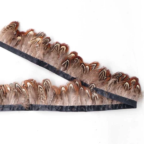 10Meter/lot RIngneck Pheasant Feathers Trim Ribbon Trimming Feathers Crafts DIY - Image 2 of 4