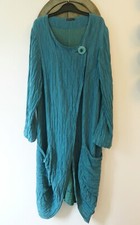 Stunning Grizas Turquoise Blue Linen / Silk Coat Size Xl