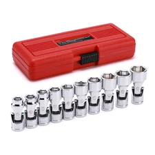 3/8" Drive Universal Joint Socket Set 10 Pcs Flex Socket Set 6Point Cr-V 10-19mm
