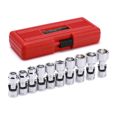 3/8'' Drive Universal Joint Socket Set 10 Pcs Flex Socket Set 6Point Cr-V 10-19mm