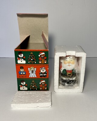 VTG Jacmel Porcelain Christmas Santa Claus Trinket Box Service Merchandise X-Mas
