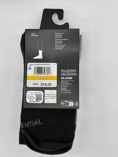 NEW UNDER ARMOUR WOMEN UA ESSENTIAL LIGHTWEIGHT CREW SIZE 6-10 WHITE /BLACK/GREY - Picture 3 of 4