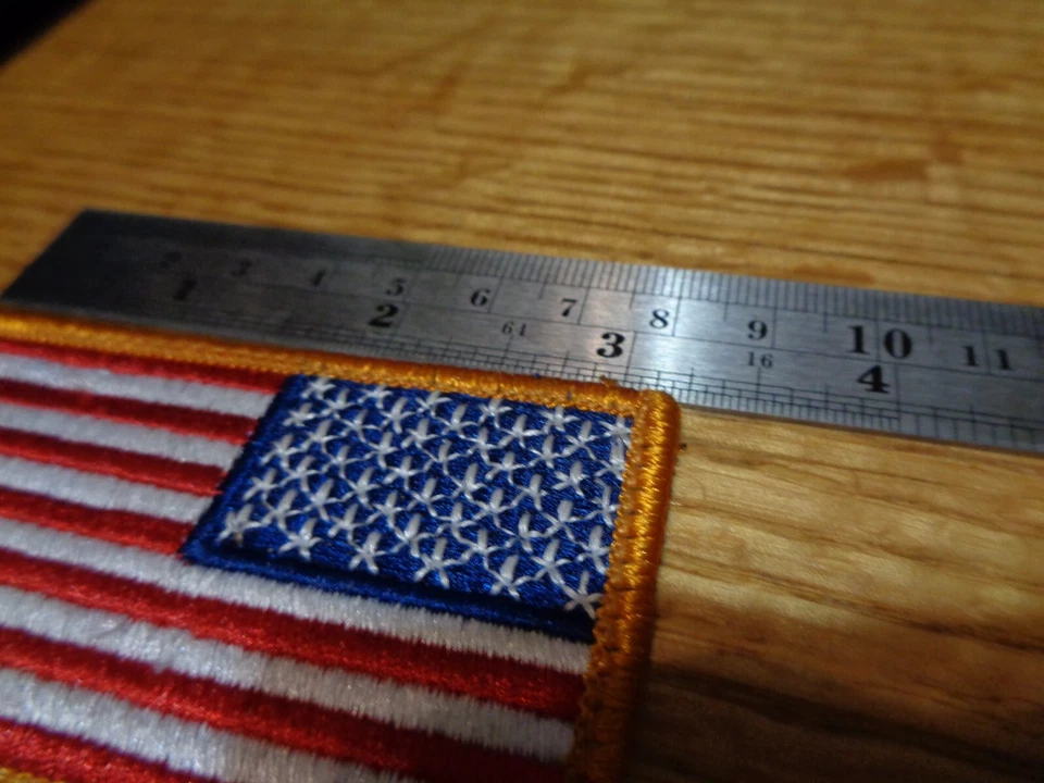 USA REVERSE AMERICAN FLAG PATCH PATRIOT GOLD BORDER NEW - Image 3 of 4