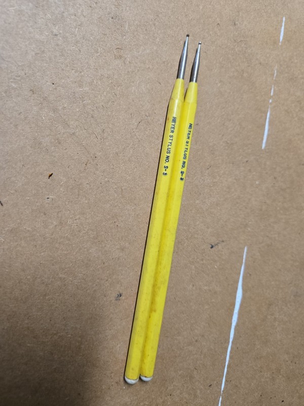 2 Vintage MIMEOGRAPH STYLUS TOOLS Heyer Nos. S-3